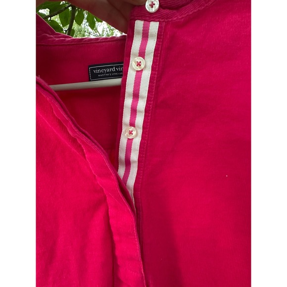 Vineyard Vines Women's Cord Popover Dress | Rhododendron Pink | SZ L - Picture 6 of 7